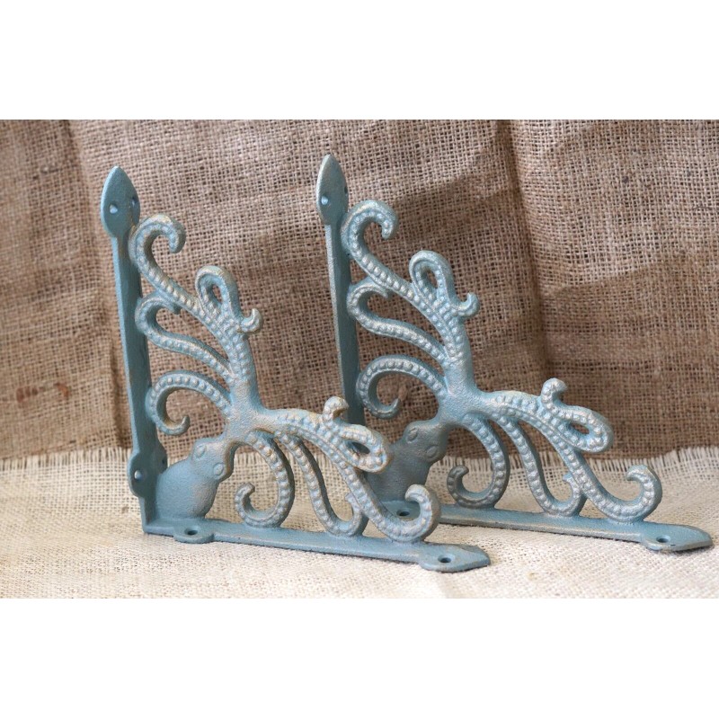 6 Cast Iron Octopus Brackets Nautical Garden Braces Shelf Corbels