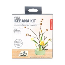 Kikkerland DIY Japanese Flower Arrangement, Mini Ikebana Kit Project, Ceramic Flower Vase Display with Instructions