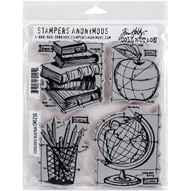 Stampers Anonymous Tim Holtz Cling Stamps 7"X8.5", Schoolhouse Blueprint