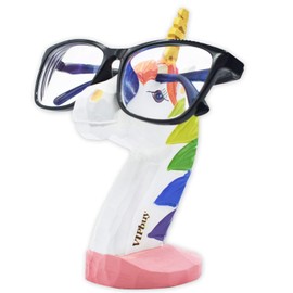 VIPbuy Funny Glasses Holder Wooden Hand Carved Glasses Stand Animal Shape Sunglasses Holder and Glasses Shelf Glasses Storage Gift for Children Desk Home Office Decoration (Unicorn)