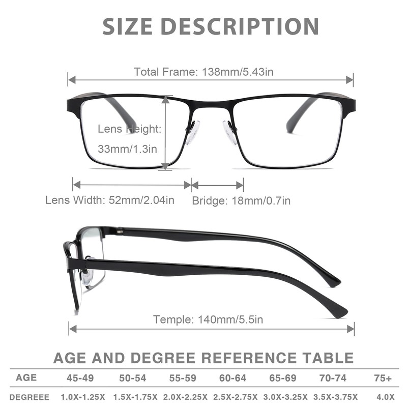 NaNaKo 3 Pack Reading Glasses for Men, Lightweight Blue Light