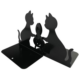 Cute Lovely Funny Lazy Cat Playing Music Nonskid Thickening Iron Library School Office Home Study Metal Bookends Book End (Music Note)