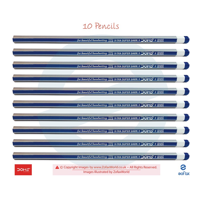 Doms 10 X1 Pencils With Free Eraser and Sharpener and