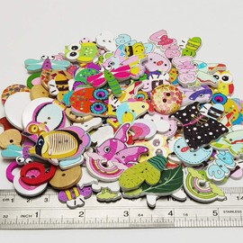 Chenkou Craft Assorted 100pcs Mix Sizes Styles Colors Wood Buttons Craft Sewing Button (Assorted, Assorted)