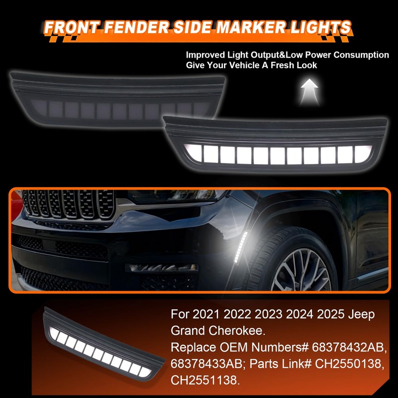 Vektoris LH+RH LED Side Marker Light Smoked Lens for 2021-2025