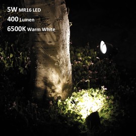 GOODSMANN Low Voltage Spotlight 12V AC Landscape Lighting 5W LED 6500K Spot Light Outdoor Hardwired Replaceable LED 400 Lumen Floodlight with Connector and Metal Stake for Garden Pathway Driveway