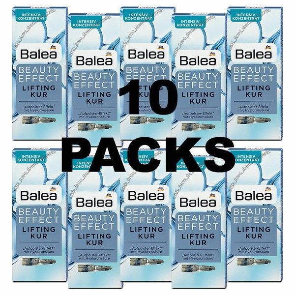 10 Packs X Balea Beauty Effect Lifting Kur Hyaluronic Acid Ampoules FROM GERMANY