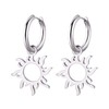 Sun Pendant Hoop Earrings for Women Stainless Steel Sun Dangle