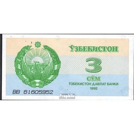 Banknote Uzbekistan Pick-number: 62a uncirculated 1992 3 sum (money for collectors - no means of payment)