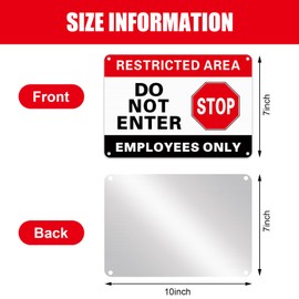 Gisafai 8 Pcs Employees Only Sign Restricted Area Do Not Enter Sign with 4 Pre Drilled Holes Reflective Warning Signs Easy to Mount Rust Free Aluminum Uv Protected Waterproof Weatherproof (Classic)