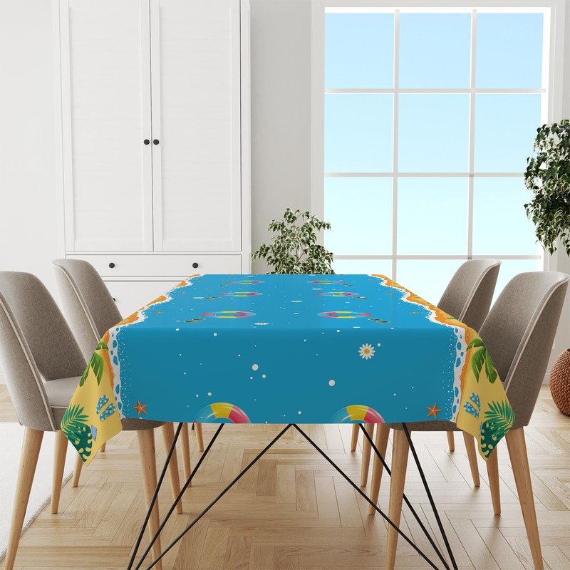 Zharkoo 2Pack Beach Theme Tablecloth 54" x108", Summer Disposable Table