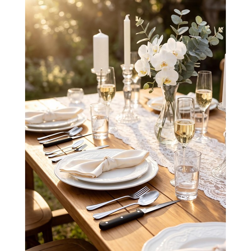 Quatish 36 Piece Silverware Set with Steak Knives, Cutlery Utensil