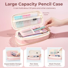Nicpro 45PCS Aesthetic School Supplies with Pencil Case, Mechanical Pencil Set 0.5, 0.7, 0.9, 2mm with 462 PCS Lead Refills, Back to School Supplies For Writing Drawing, Ideal Stationary Set for Girls