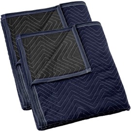 Sure-Max 2 Moving & Packing Blankets - Pro Economy - 80" x 72" (35 lb/dz weight) - Professional Quilted Shipping Furniture Pads Navy Blue and Black
