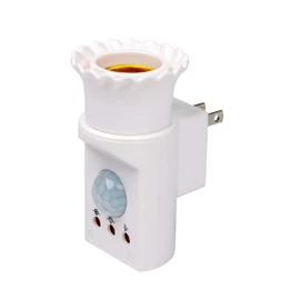 Garage Security Light Socket with Motion Detection Sensor & 110V Power Plug Switch