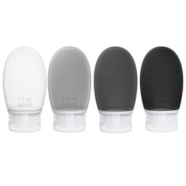 Silicone Travel Bottles for Toiletries TSA Approved Travel Size Containers Set 4 Pack Portable Leak Proof Refillable Cosmetic Squeeze Bottles Shampoo Hair Conditioner Body Lotion Bath Shower Gel