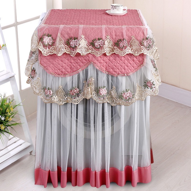 Household Sunscreen Washing Machine Lace Cover Dustproof Protective Cover 60x60x85cmPink