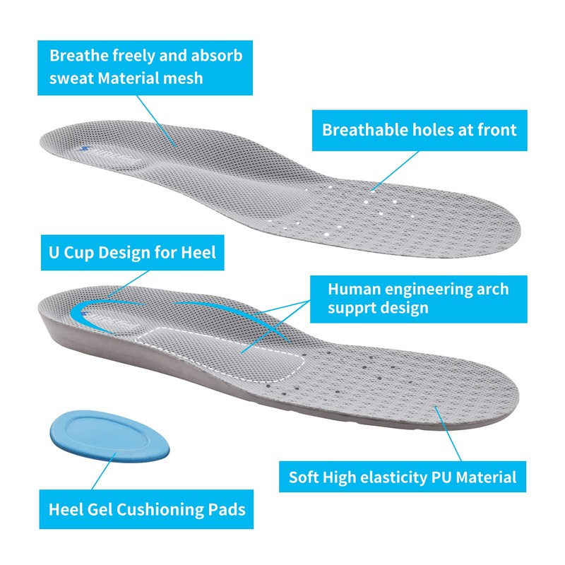 SAUDEfoot Elastic Arch Insoles Comfortable Massage Cushioning Breathable for Walking