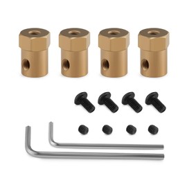 SHALUOMAN 4pcs Hex Coupler 4mm Bore Motor Hex Brass Shaft Coupling Connector for Car Model Shaft Connection RC Motor Car Wheels Tires Shaft Motor (6mm)