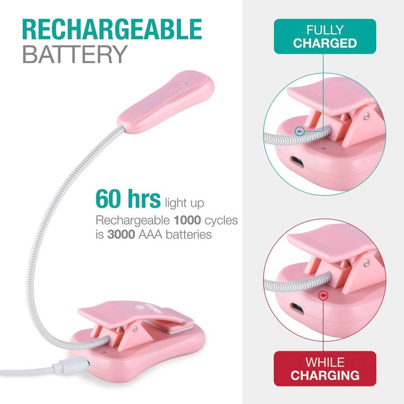Vekkia 3000K Warm LED Rechargeable Book Light, Book Lights for
