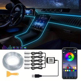 Car Led Strip Lights,Interior Lights,RGB 5 In 1 Ambient Lighting Kit,Led Light Bar for Car with Music Sync Function,USB Neon Light Accessories