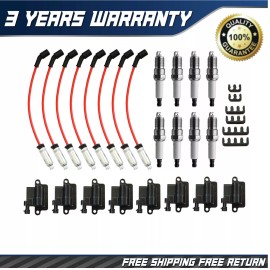 Unbranded Square Ignition Coil & Spark Plug Wire For Chevy GMC 4.8L 5.3L 6.0L 8.1L Pack 8