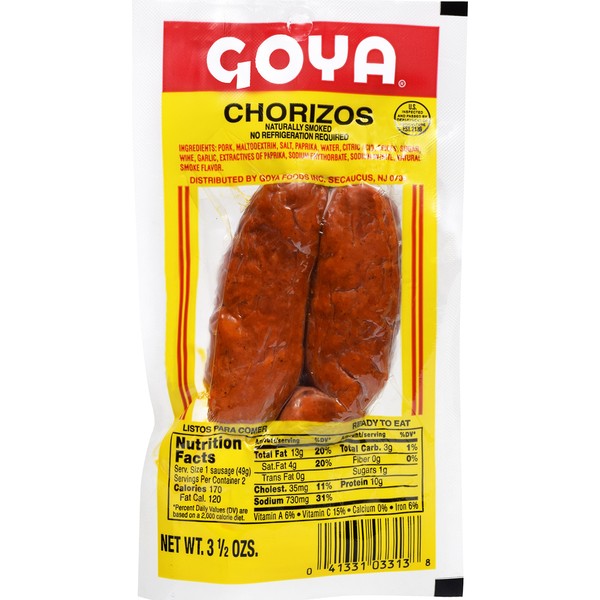 Goya Naturally Smoked Chorizos, 3.5 oz