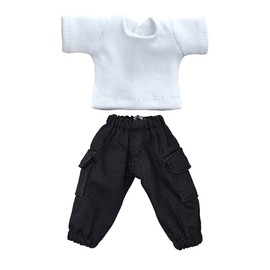 niannyyhouse OB11 Size Obitsu Doll for 4.3 inches (11 cm) Body, T-shirt + Pants, Set of 2, Plain T-shirt, Doll Clothing, Overalls, 1/12bjd Doll Clothes (White+Black)