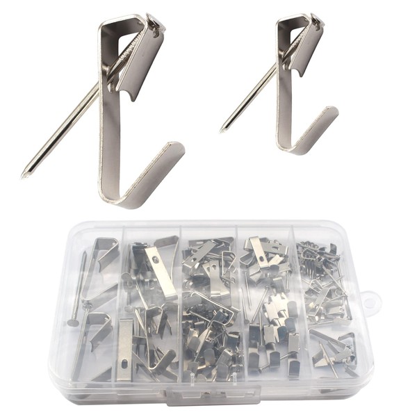 Silver 60 Set Picture Hangers Photo Frame Hanging Hooks Kit,