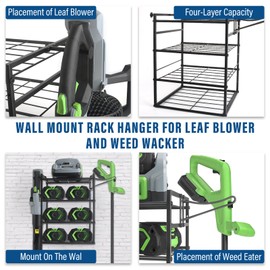 JAYOBGO Power Tool Organizer Wall Mount - Lawn Weed Eater Rack Hanger Power Tool Heavy Duty Holder for Ego Leaf Blower and Weed Eater, 2-in-1, Only Shelf