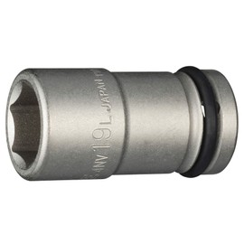 TONE HP4NV-19L Long Socket for Impacts, 0.5 inch (12.7 mm) (1/2 mm), Double Side Width: 0.7 inches (19 mm)