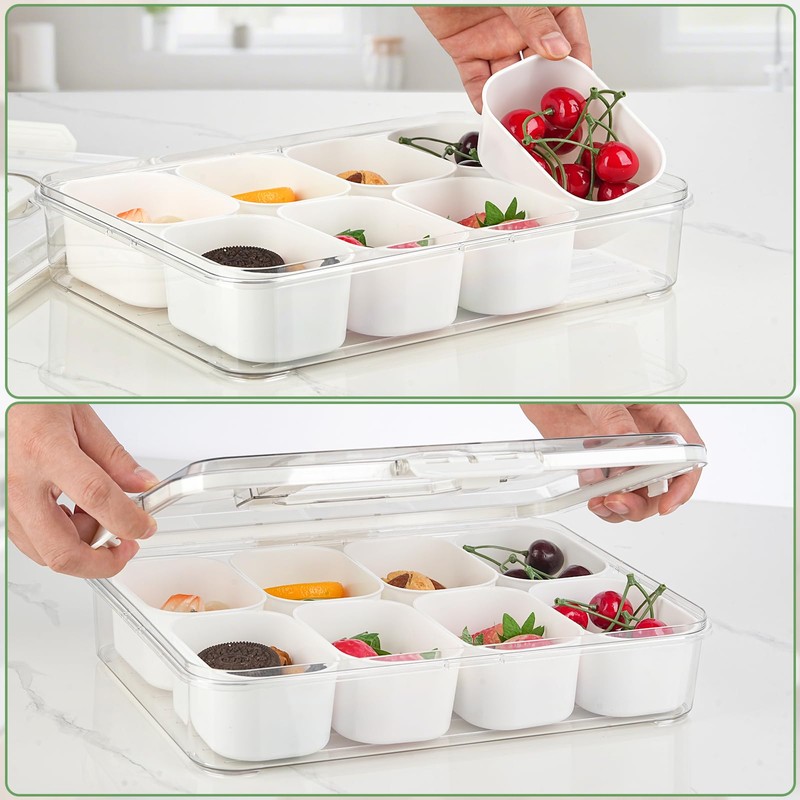 IWTTWY Fridge Storage Containers, Plastic Food Containers with Lids, Snack