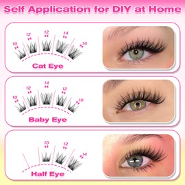 wiwoseo Natural Lash Clusters Wispy Eyelash Clusters Individual Lashes Cluster Eyelash Extensions D Curly Lashes Clusters Wispy Lash Clusters Natural Individual Lashes for DIY at Home (8-16MM)