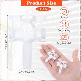 PEOVLVN 4 Pcs Vertical Blinds Replacement Parts - Repair Kit with Stem and Gear - White Blind Stems - Curtain Accessories