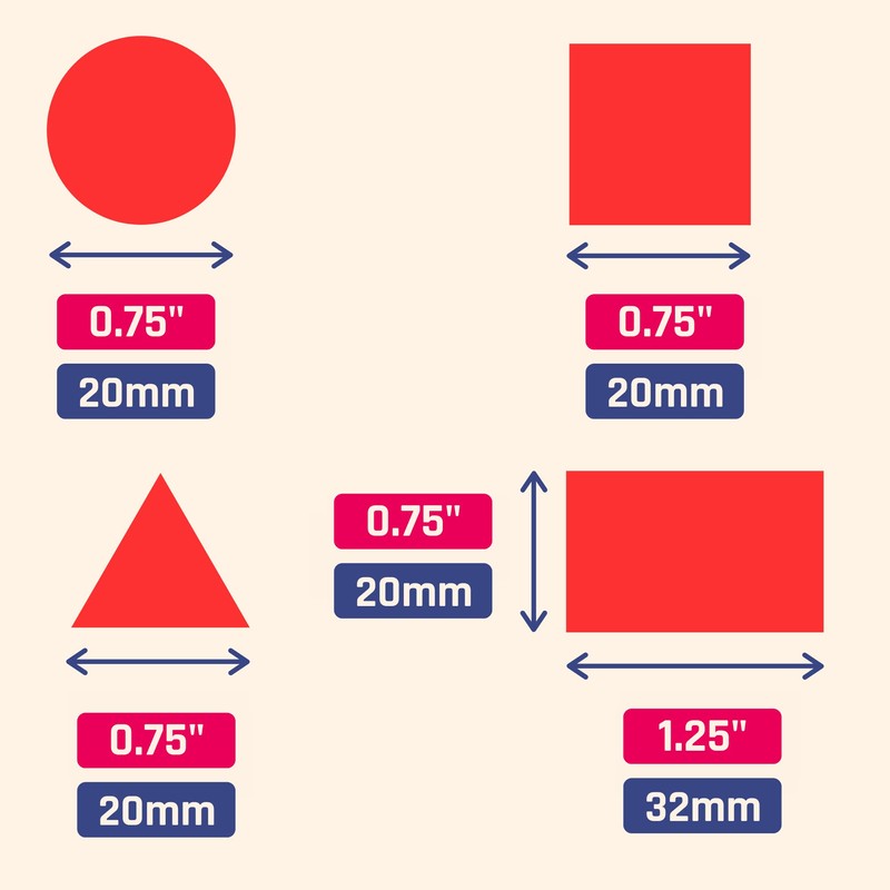 Pack of 1800 - Stickers Geometric Stickers Shapes Labels (Circle,