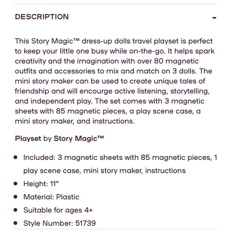 Story Magic Dress-Up Dolls Playset Pretend Play Magnetic Box Case