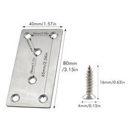 10pcs Wood Metal Brackets Metal Plate Mending Plates Stainless Steel Mending Plates Flat Joining Plates Furniture Repair Plate for Wood Furniture Fixing Repair Connector(80x40mm)