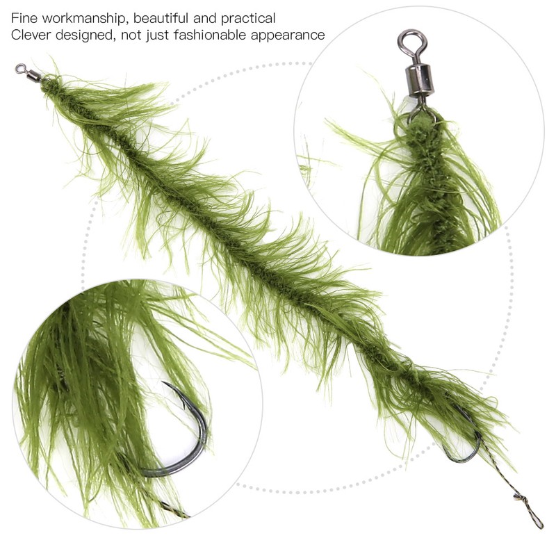 8PCS Carp Fishing Tied Hair Rigs Nylon Green Grass Line