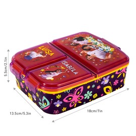 Zawadi Global Encanto Kids Childrens Multi Compartment Rectangular School Travel Lunch Food Box Sandwich Bento Container, BPA Free