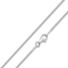 Materia #K33 Women's Snake Chain Necklace, 1.0 mm, 925 Silver Chain, Available in 11 Lengths, 40–120 cm, Sterling Silver, No Gemstone