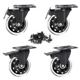 Hirate 4 inch Top Plate Casters, 4 Pack Heavy Duty Swivel Caster with Safety Dual Locking No Noise Polyurethane Replacement for Moving Home Furniture Table Dolly