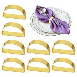 Pack of 8 napkin rings, napkin rings, gold, ring napkin rings, napkin buckles for weddings, Christmas, Thanksgiving and festive occasions, robust and versatile