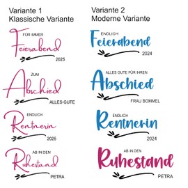 AMBERGER DESIGN by A&M Osterhage amd Jute-Beutel Tasche mit 2 Fächern Abschiedsgeschenk Rentnerin Ruhestand Feierabend Geschenktasche Feierabend Größe S & M