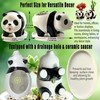 KEEPPACE 2PC Panda Bamboo Planter Pots-5.7 Inch Ceramic Animal Planters