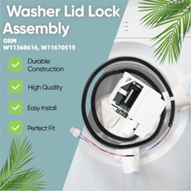 W11368616 W11670519 Washer Lid Lock Assembly Compatible with Whirlpool Maytag Washer, Replaces MVW4505MW0, MVW4505MW1, etc