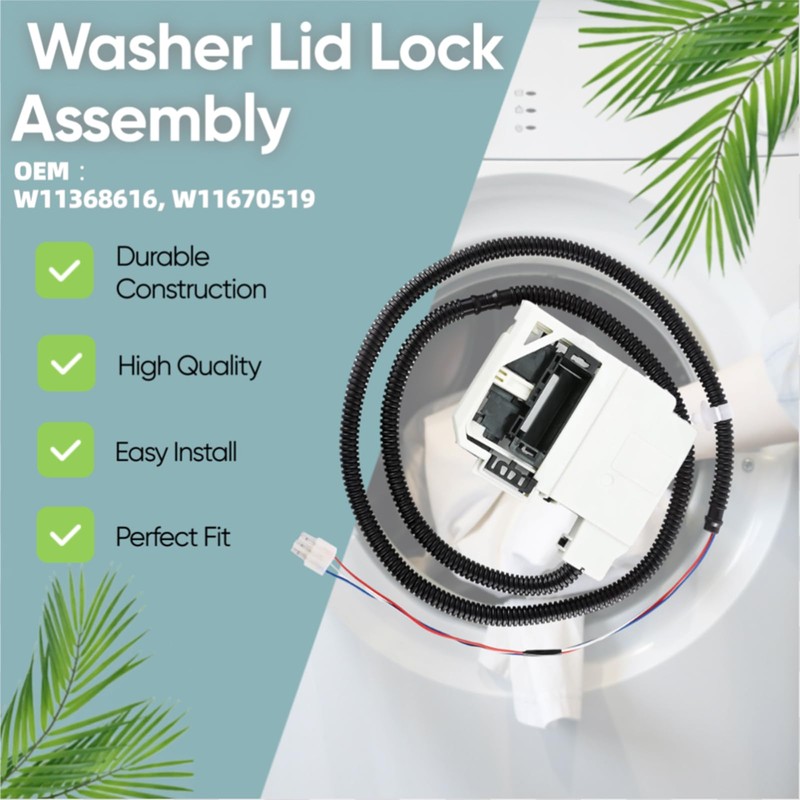 W11368616 W11670519 Washer Lid Lock Assembly Compatible with Whirlpool Maytag