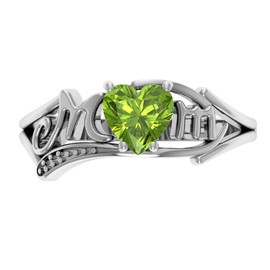 Green Peridot 0.81 Ct Heart 925 Sterling Silver Solitaire Rings For Women | Hypoallergenic Gemstones Ring Set For Womens | Beautiful Jewellery Present For Girls By Orchid Jewelry