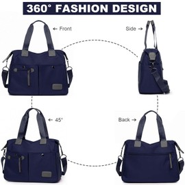 YouNuo Women's Casual Water-resistant Nylon Handbag Portable Lightweight Top Handle Totes Shoulder Bags,Blue,Large