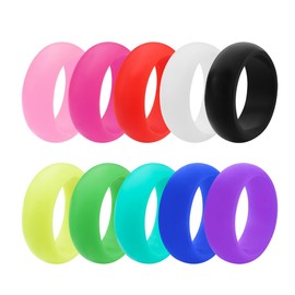 Pinannie 10 Pcs Silicone Rings Set Solid Colors Women Rubber Wedding Bands 8mm Wide 2mm Thick (11)