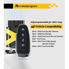 Remote2program DIY Programming Kit for No Working Remote and Smart Keyless Entry Car Key Replacement for Ford Ford Edge/Escape/Focus with FCC: M3N5WY8609 (5 Button/Square Key Blade)